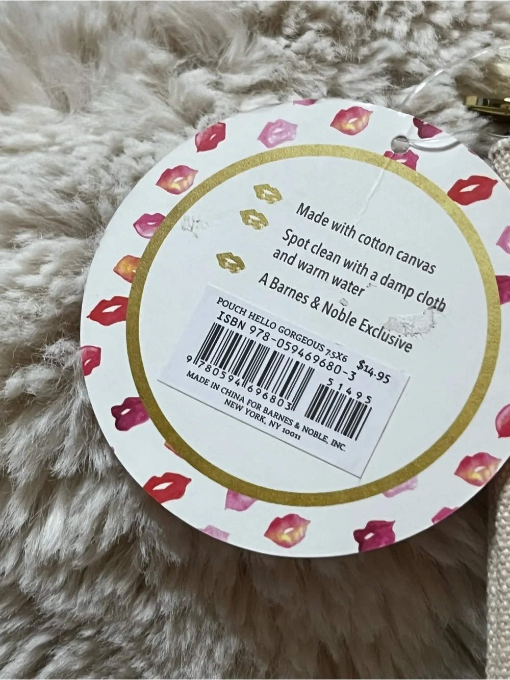 Barnes & Noble Beige Canvas Makeup Pouch “Hello Gorgeous